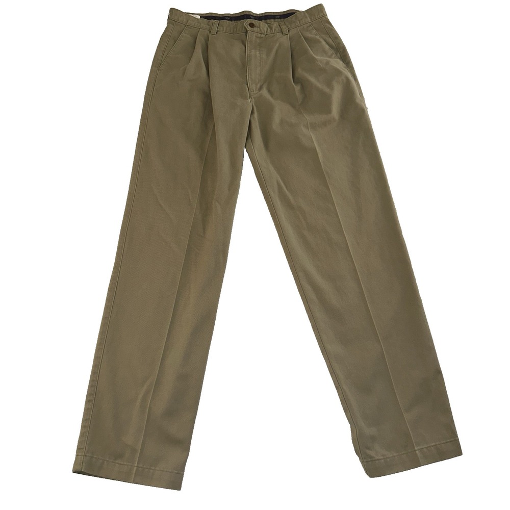 Dockers Men's Tan Cotton Pleated‎ Pants 34 x 34 Classic Fit Khaki Dress Slacks